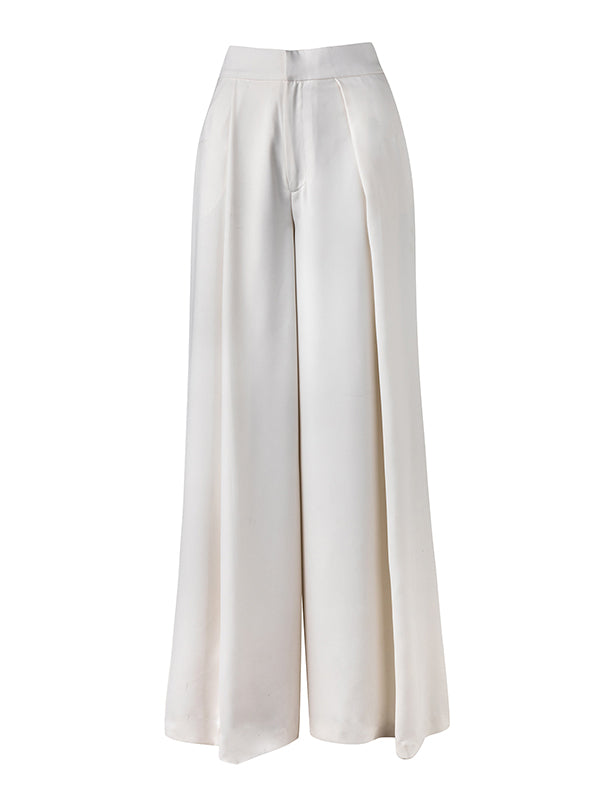 wide boot pants white