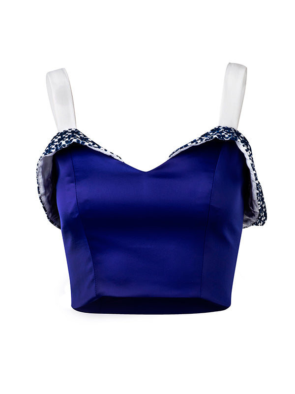 blue and white crop top