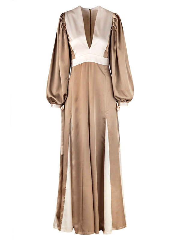 Elegant long khaki party dresses