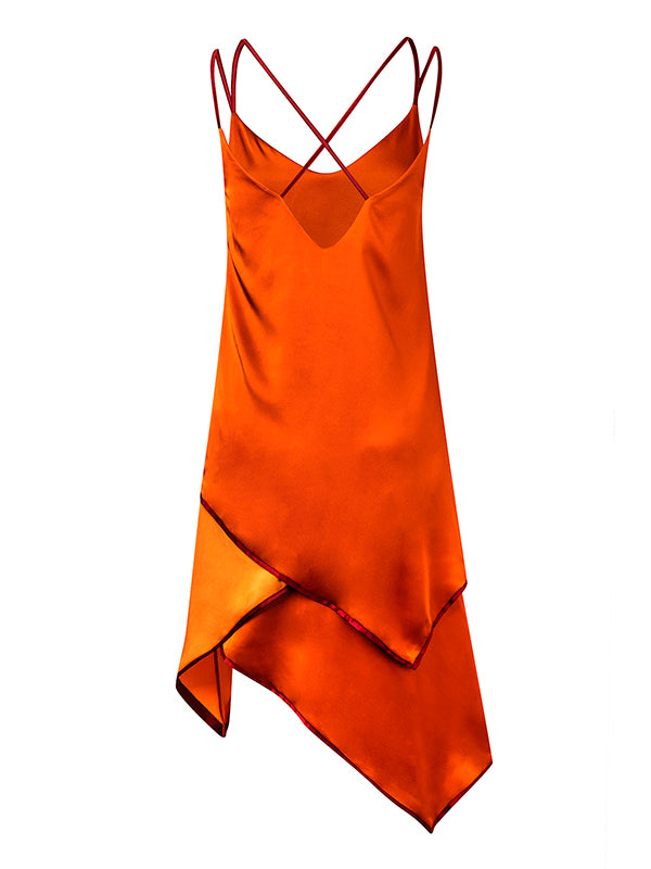 Vestido naranja descotado con tiras