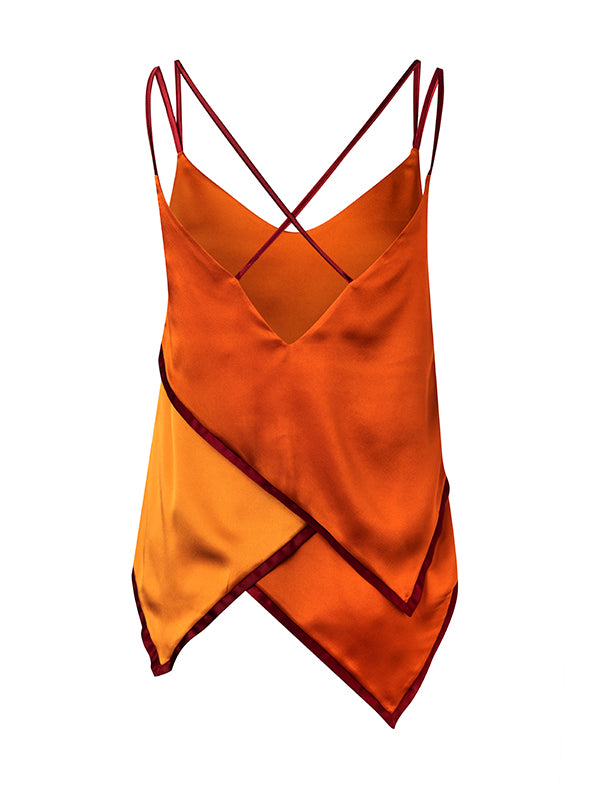 low-cut orange blouses