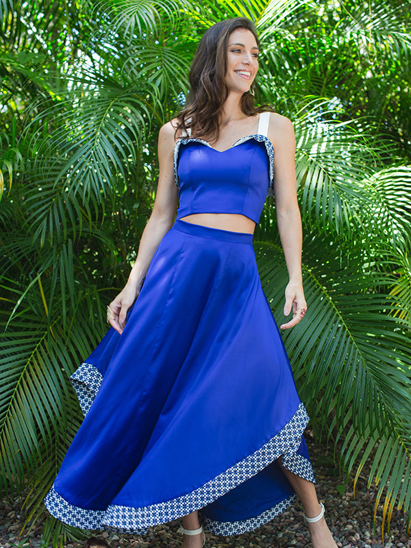 blue long skirts 